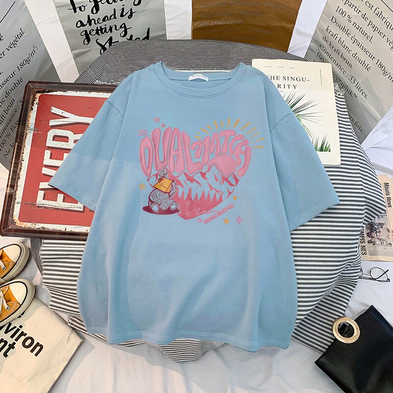 Dual Match Heart Style Printed T-shirt