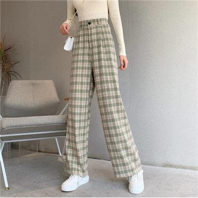 Casual Plaid Retro Aesthetic Loose Pants