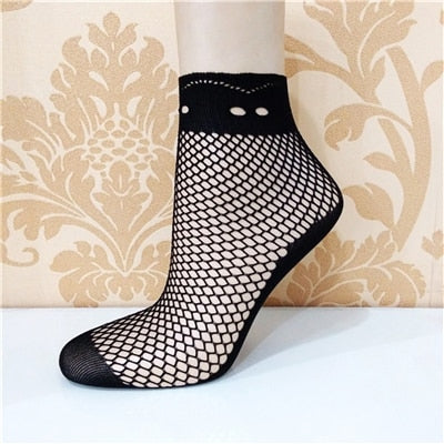 Elegant Lace Ruffle Fishnet Mesh Short Socks