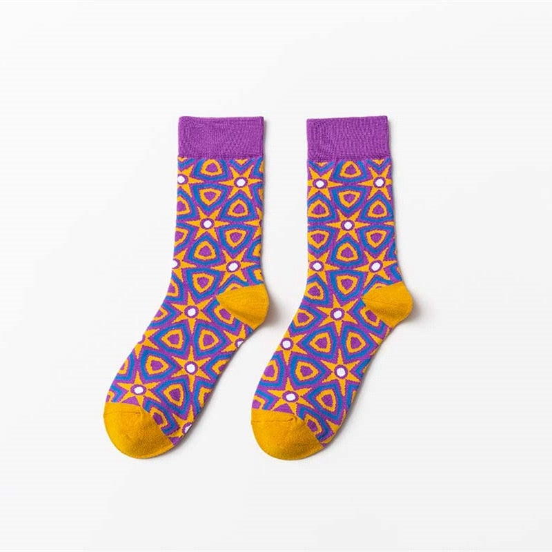 Geometric Florets Colorful Socks