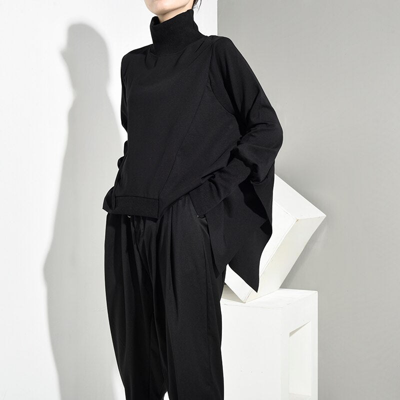 Loose Fit Black Oversize Back Long Sweatshirt