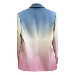 Elegant long-sleeved multicolored Blazer with Moon embroidery