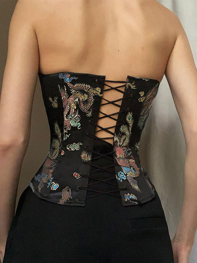 Black Floral Corset