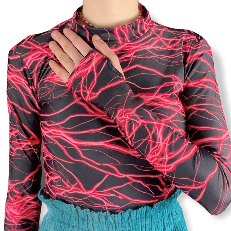 Aesthetic Thunder Turtle Neck  Long-Sleeve Top