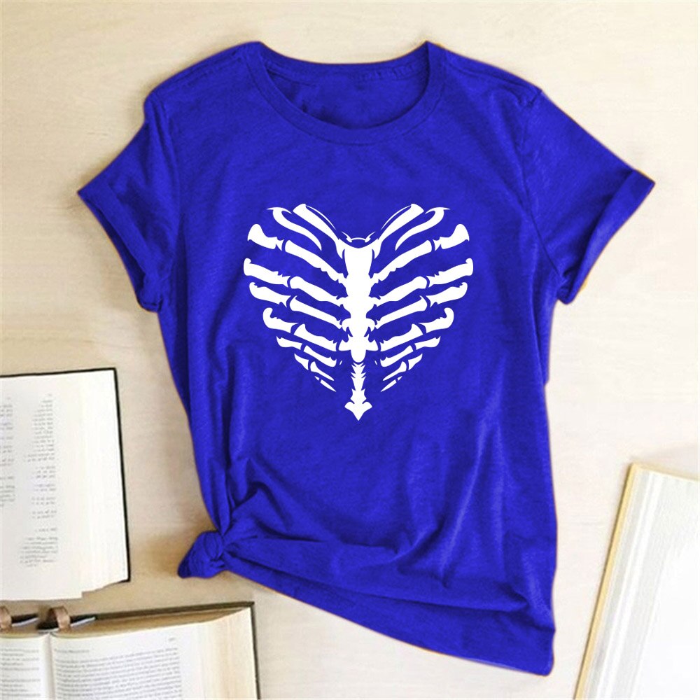 Skeleton Heart Printed T-shirt