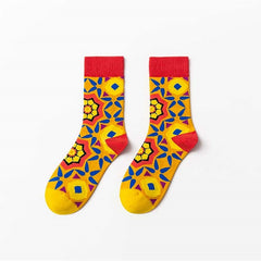 Geometric Florets Colorful Socks