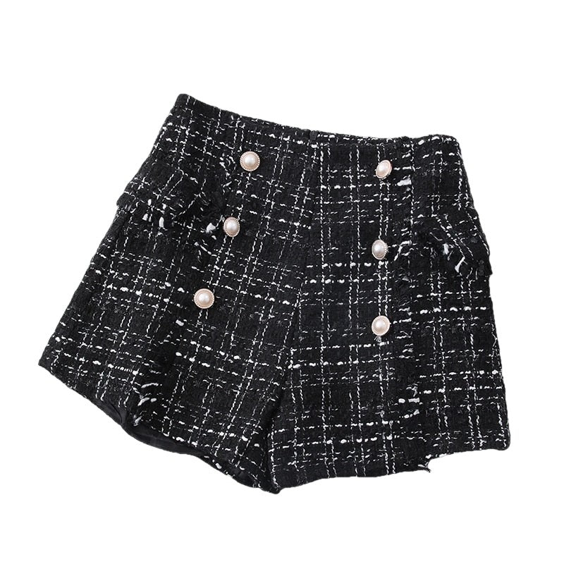 High Waist Tweed Shorts