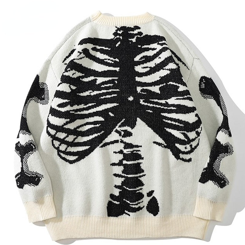 Skeleton Bone Print Knitted Sweater