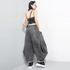 Wide Leg Denim Trousers Pants