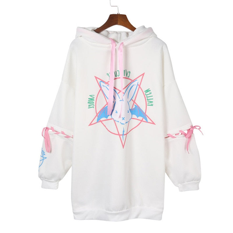 Cartoon Rabbit Pentacle Gothic Hoodie