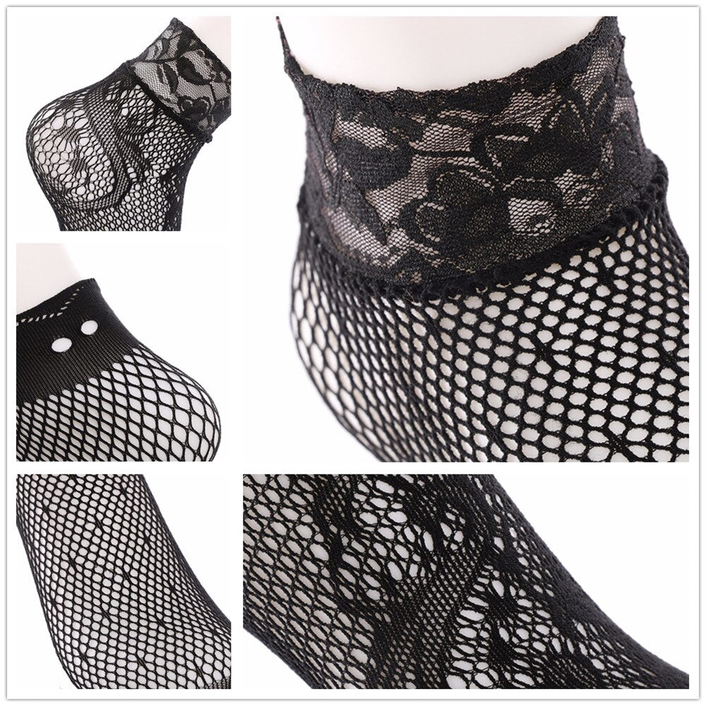 Elegant Lace Ruffle Fishnet Mesh Short Socks