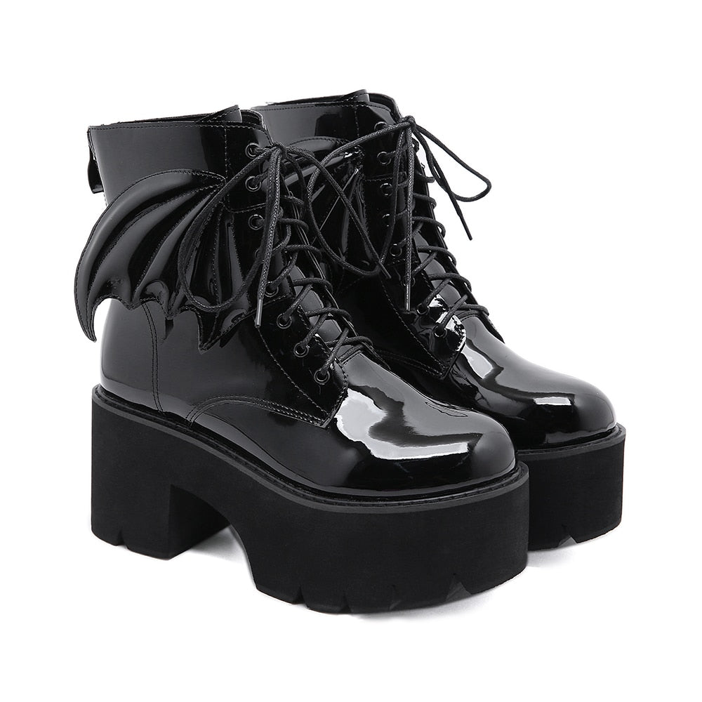 Heel Ankle Bat Wing Gothic Boots