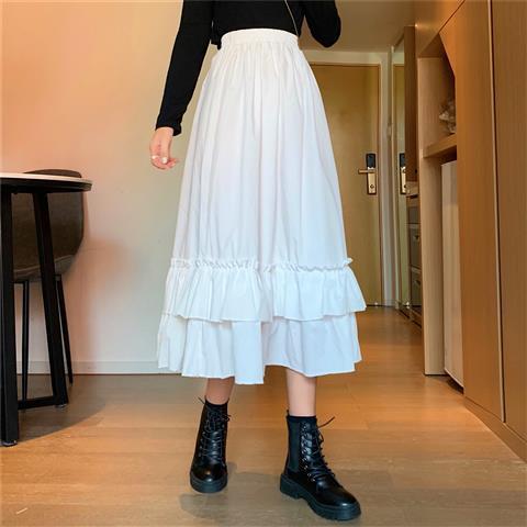 Korean Style Dark Gothic Ruffle Skirt