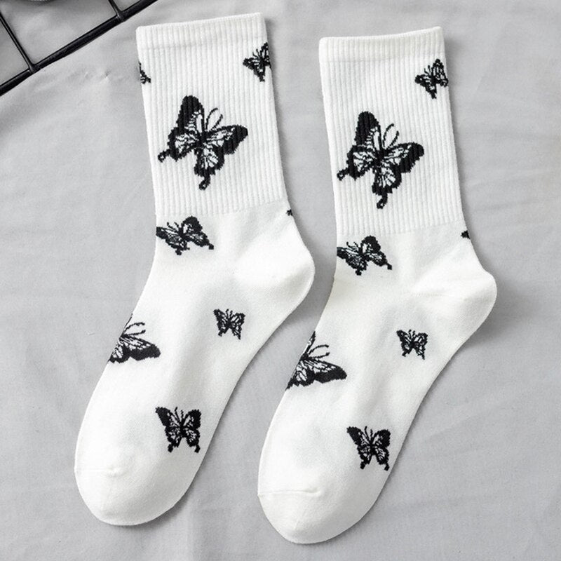 Butterfly Middle-Tube Sock