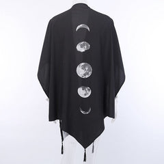 Moon Phase Black Gothic Oversized Cape