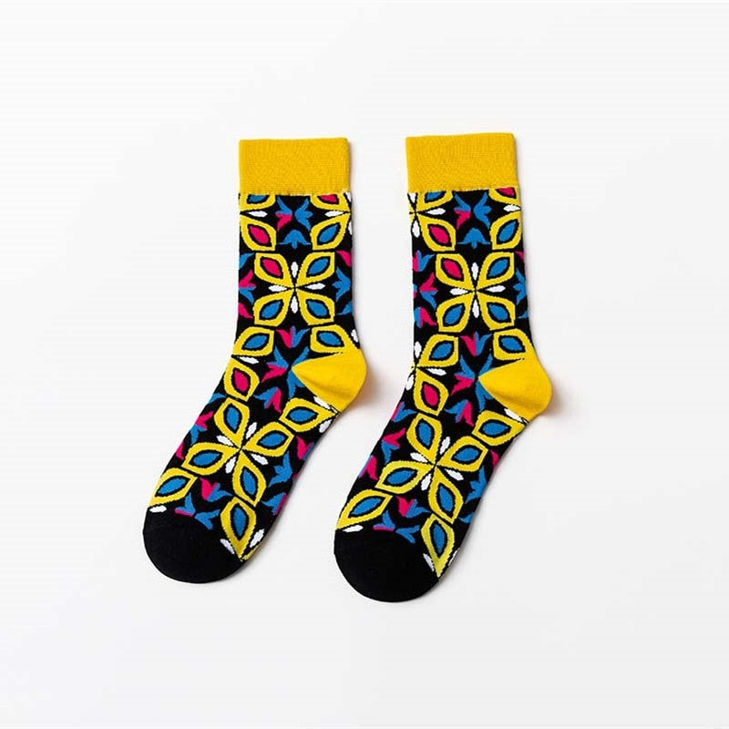 Geometric Florets Colorful Socks