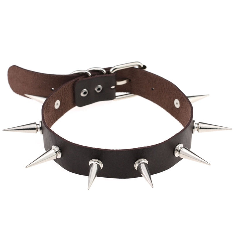 Punk Gothic Leather Spike Collar