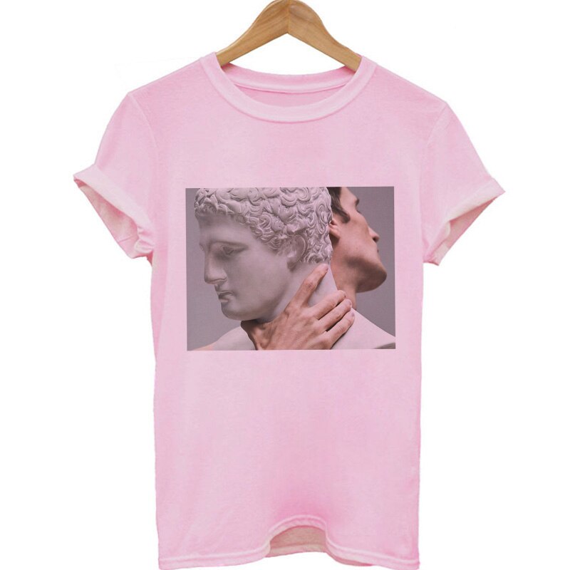 Medusa Sculpture Pink Vaporwave Print  T-Shirt