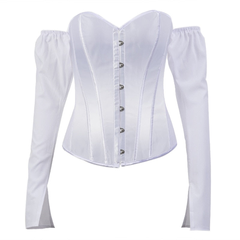 Long Sleeve Slash Backless Bandage Corset