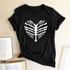 Skeleton Heart Printed T-shirt