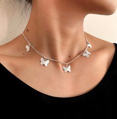 Butterfly Rhinestone Letter Necklace