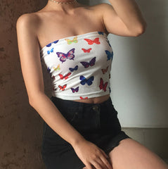 Butterfly Velvet Tube Top