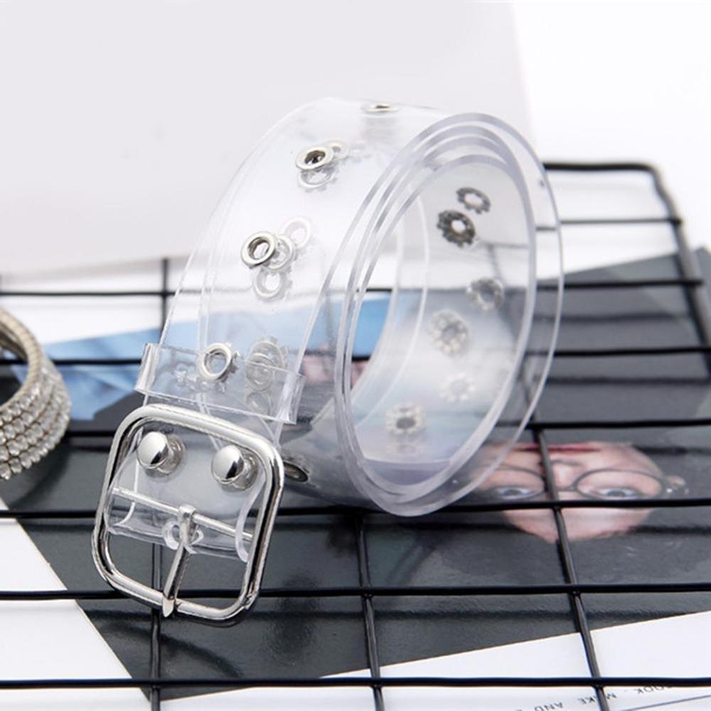 Holographic Clear Metal Pin Buckle Belts