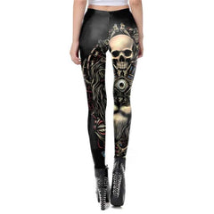 Goth Aesthetic Steampunk Skeleton Legging