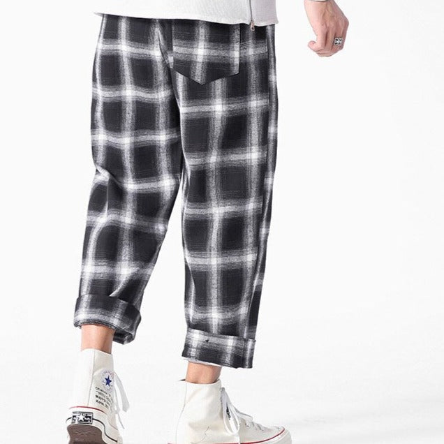 Plaid Pattern Trouser Joggers Pants