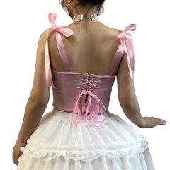 Solid Patchwork Lace Ribbons Corset