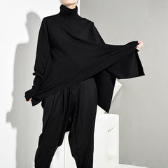 Loose Fit Black Oversize Back Long Sweatshirt