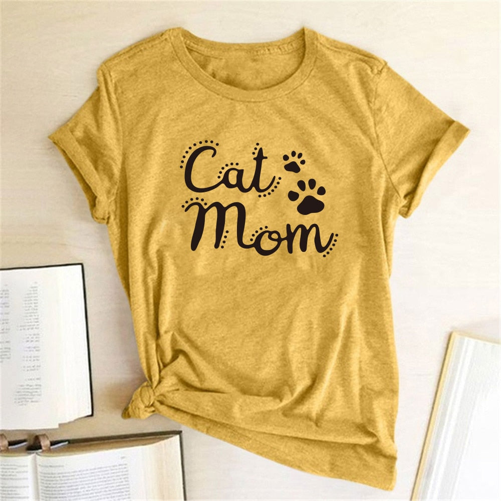 Cat Mom Printed T-Shirt