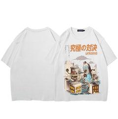 Harajuku Monsters In Town Japanese Kanji Loose T-Shirt