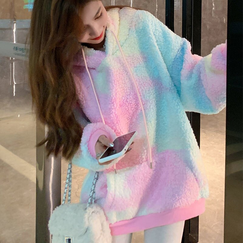 Winter Rainbow Kawaii Fur Hoodies