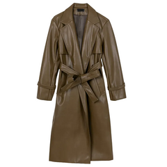 Oversized PU Leather Trench Coat