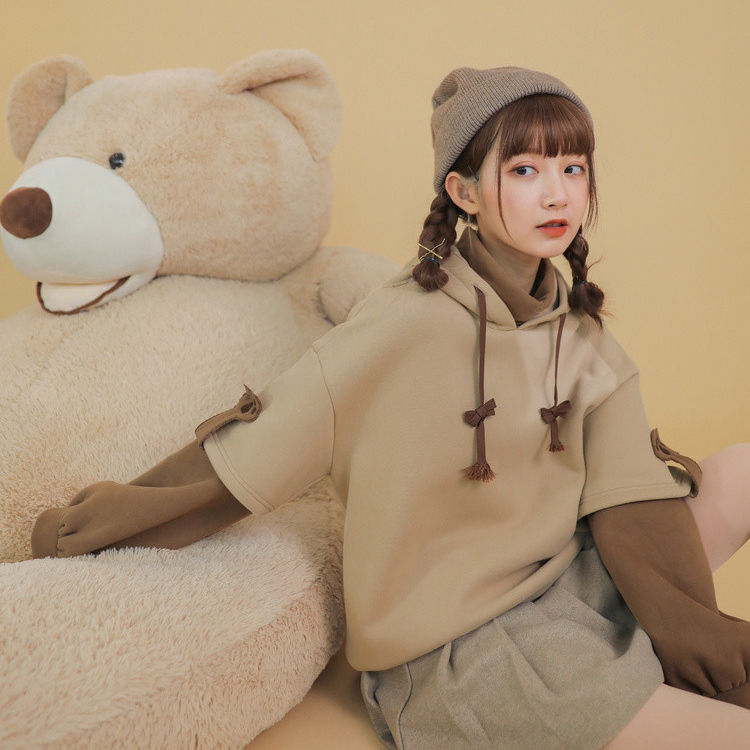 Harajuku Aesthetic Bear Hoodie And Bag