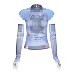 Lost Cat Mesh T-shirt With Sleeves