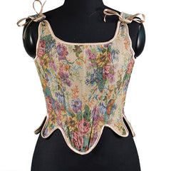 Vintage Embroidered Lace-Up Corset