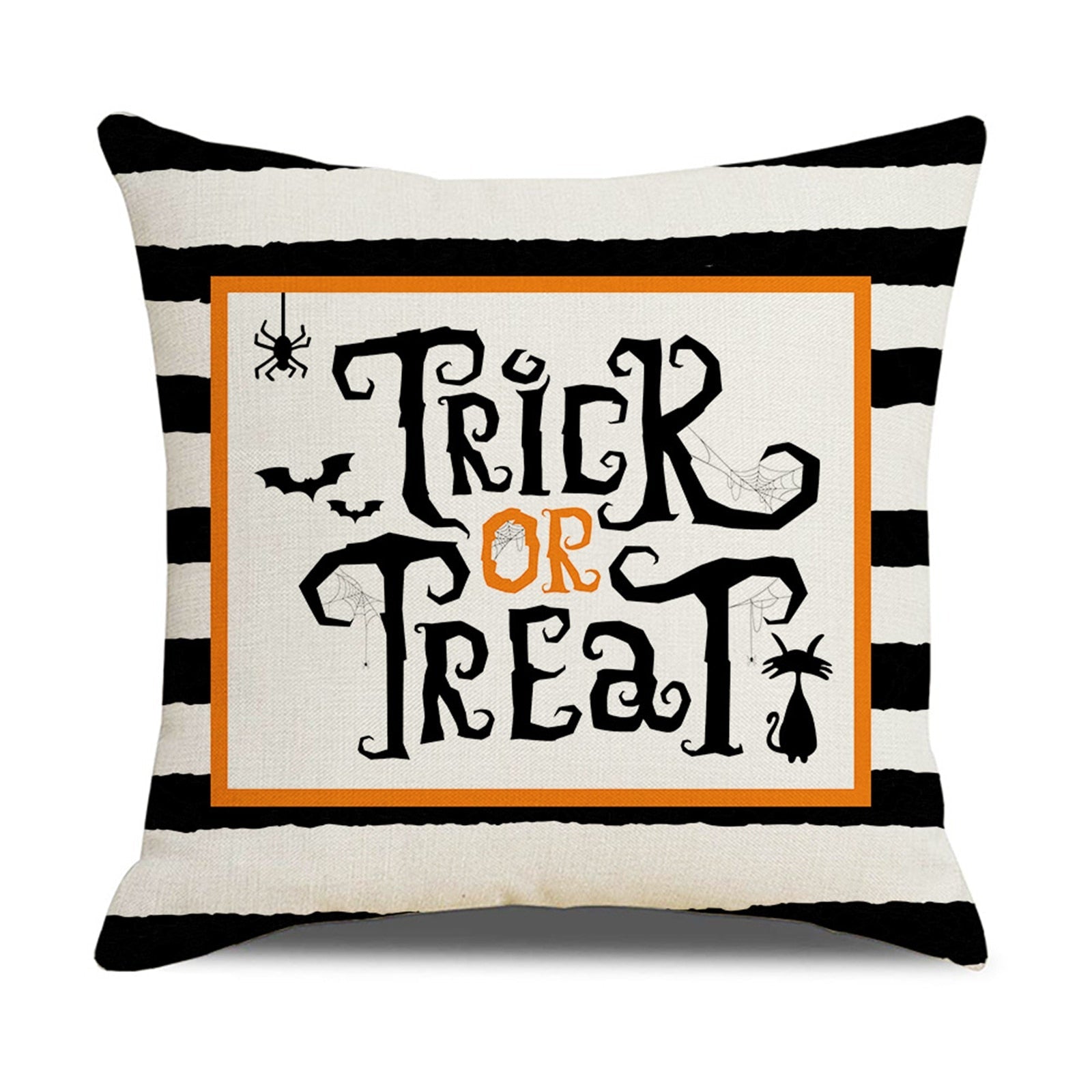 Happy Halloween Cushion Cover Linen Pumpkin