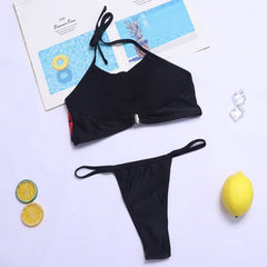 Don't Touch Social Distancing Lace-up Backless Bikini