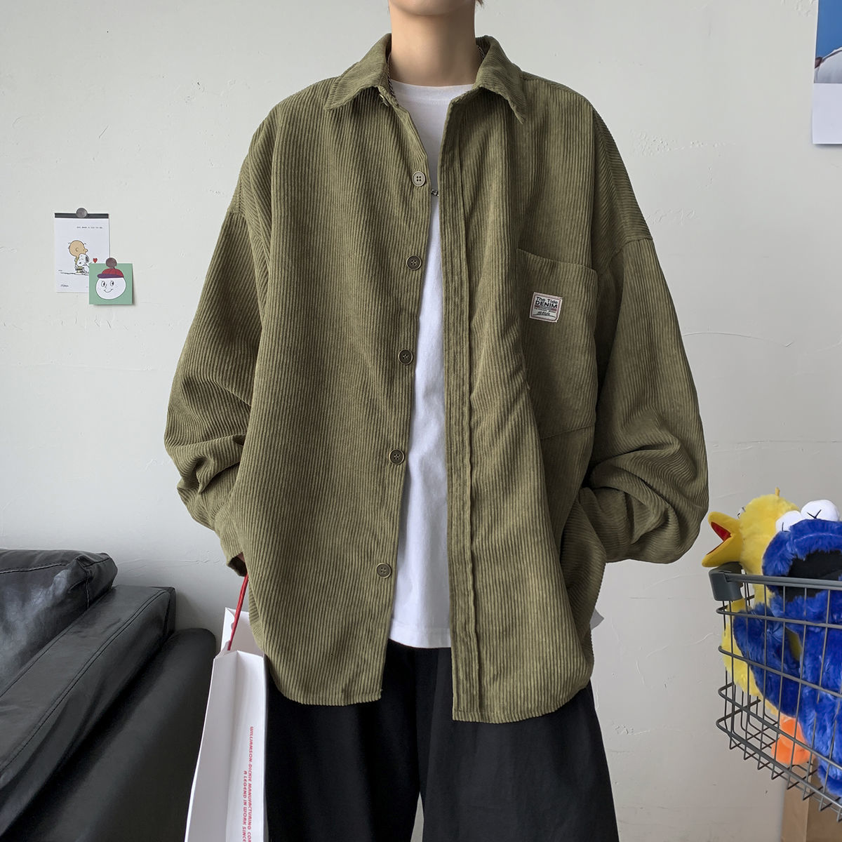 Corduroy Long Sleeve Korean Shirt