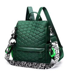 Solid Color Plaid Stitching School Backpack