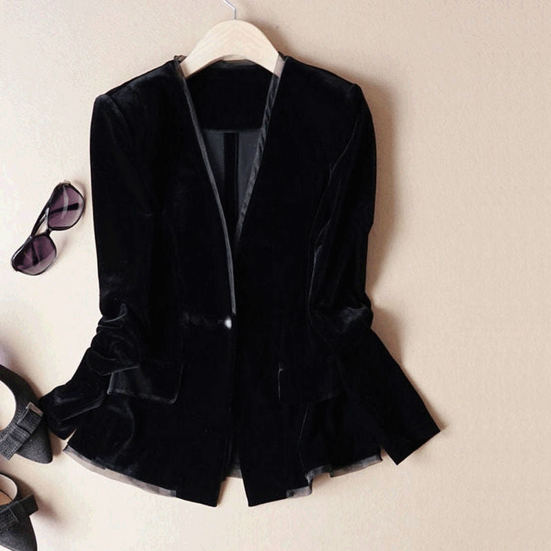 Velvet Loose Black Blazer and Pants