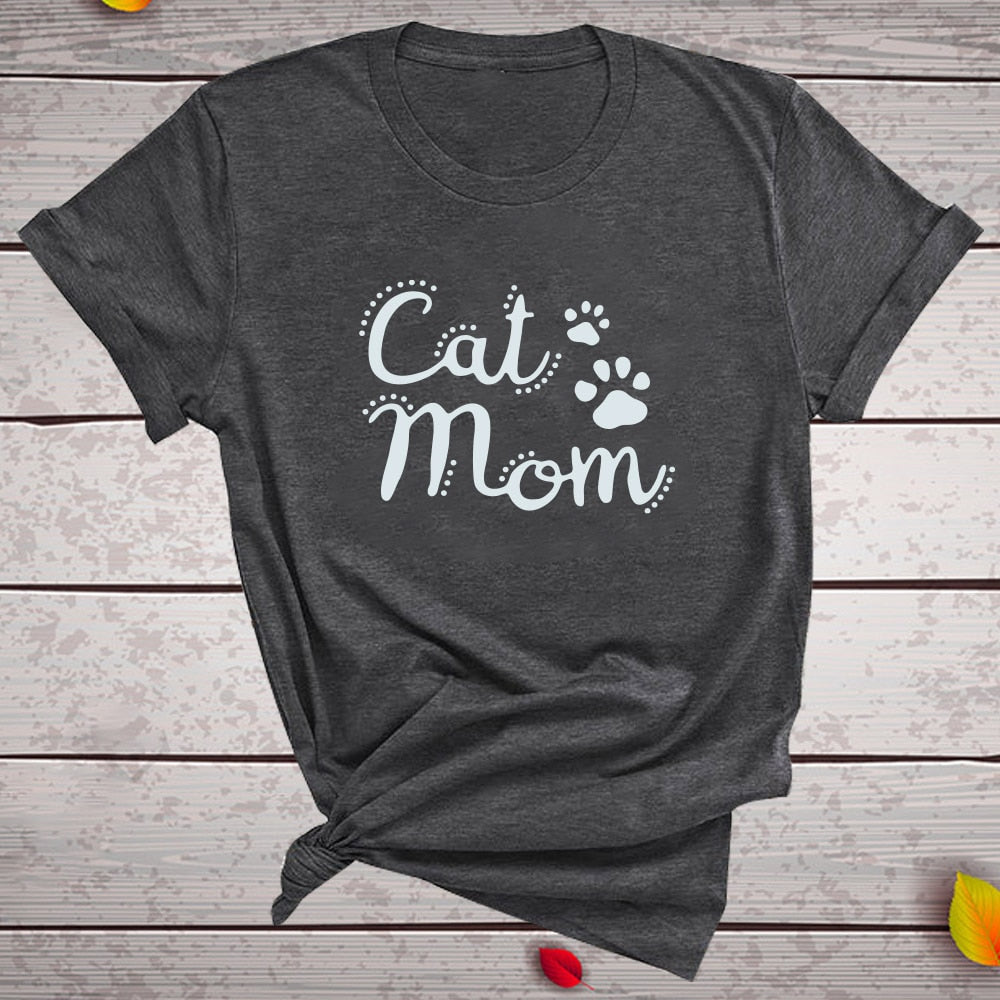 Cat Mom Printed T-Shirt