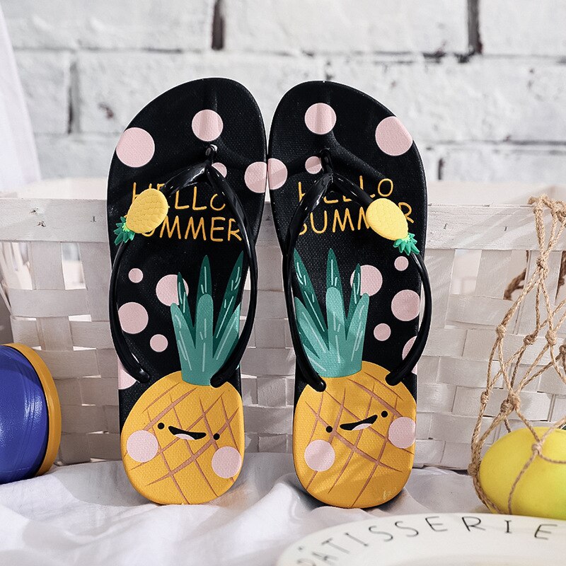 Cartoon Pineapple Strawberry Flip Flops Sandals