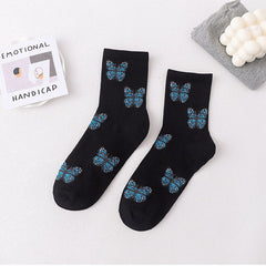 Butterfly Middle-Tube Sock