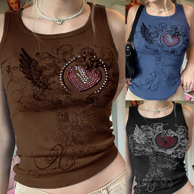 Aesthetic Heart And Wings Tank Top