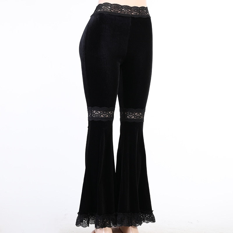 Dark Gothic Lace Flare Pants