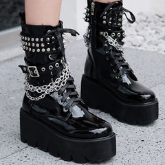 Motorcycle Square Heel Square Toe Ankle Boots