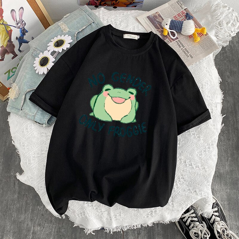 NO GENDER Only Froggie Aesthetic Printed T-shirt